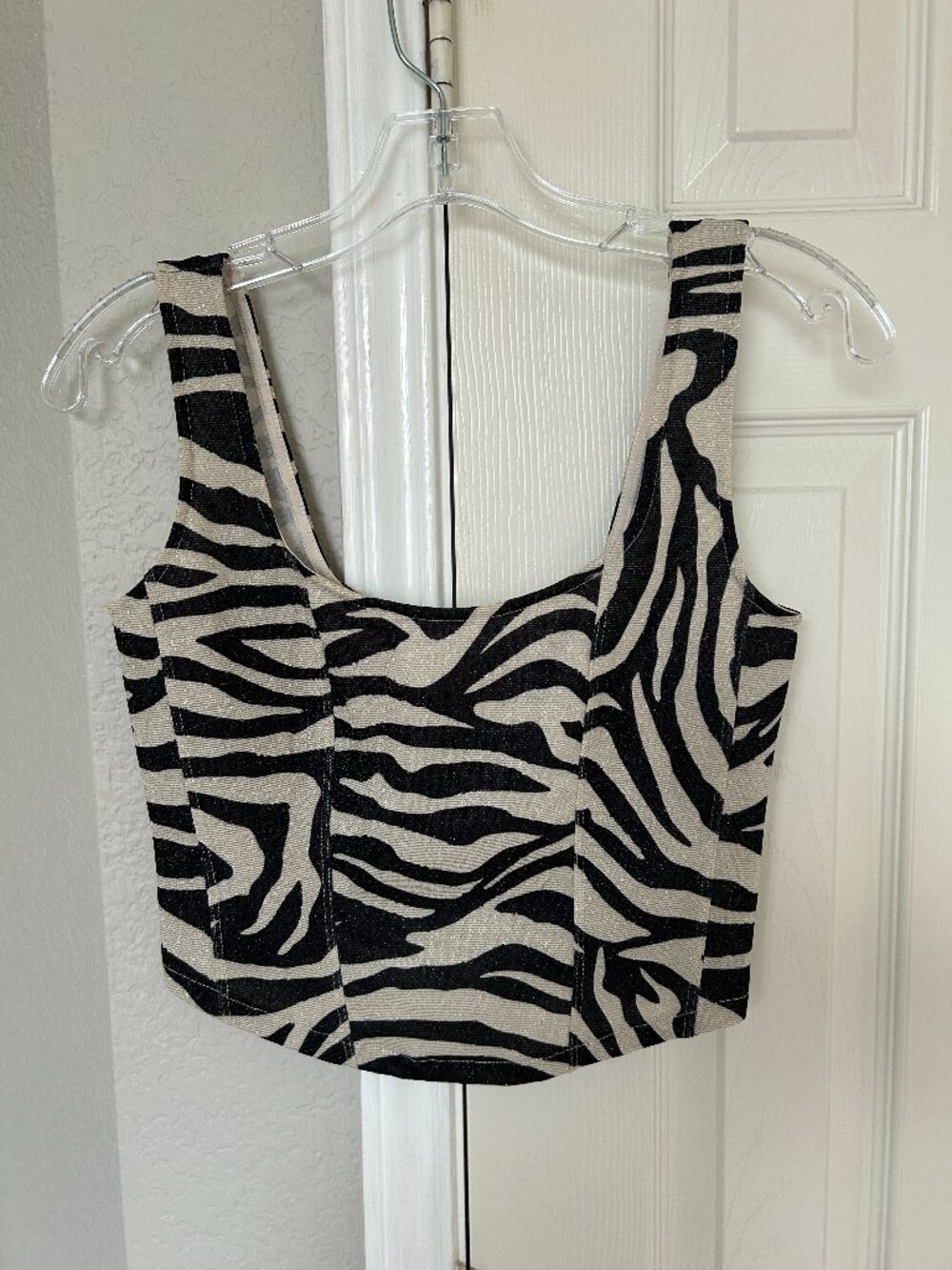 H&M Divided Zebra Print Cropped Tank Top - Small